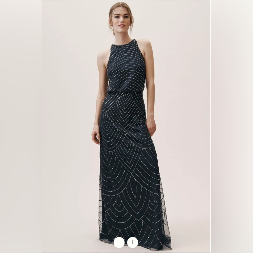 Adrianna Papell Madigan Dress Beaded Formal Dress, BHLDN Bridesmaid Dress Sz 10
